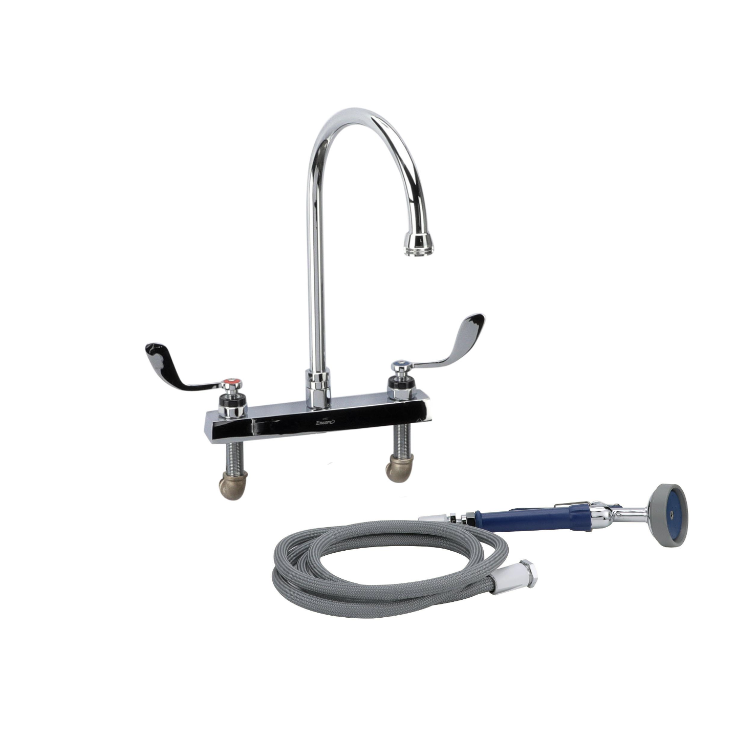 Encore® 8" OC Deck Mount Veterinary Faucet 72" Hose with Lightweight Aluminum Side Sprayer