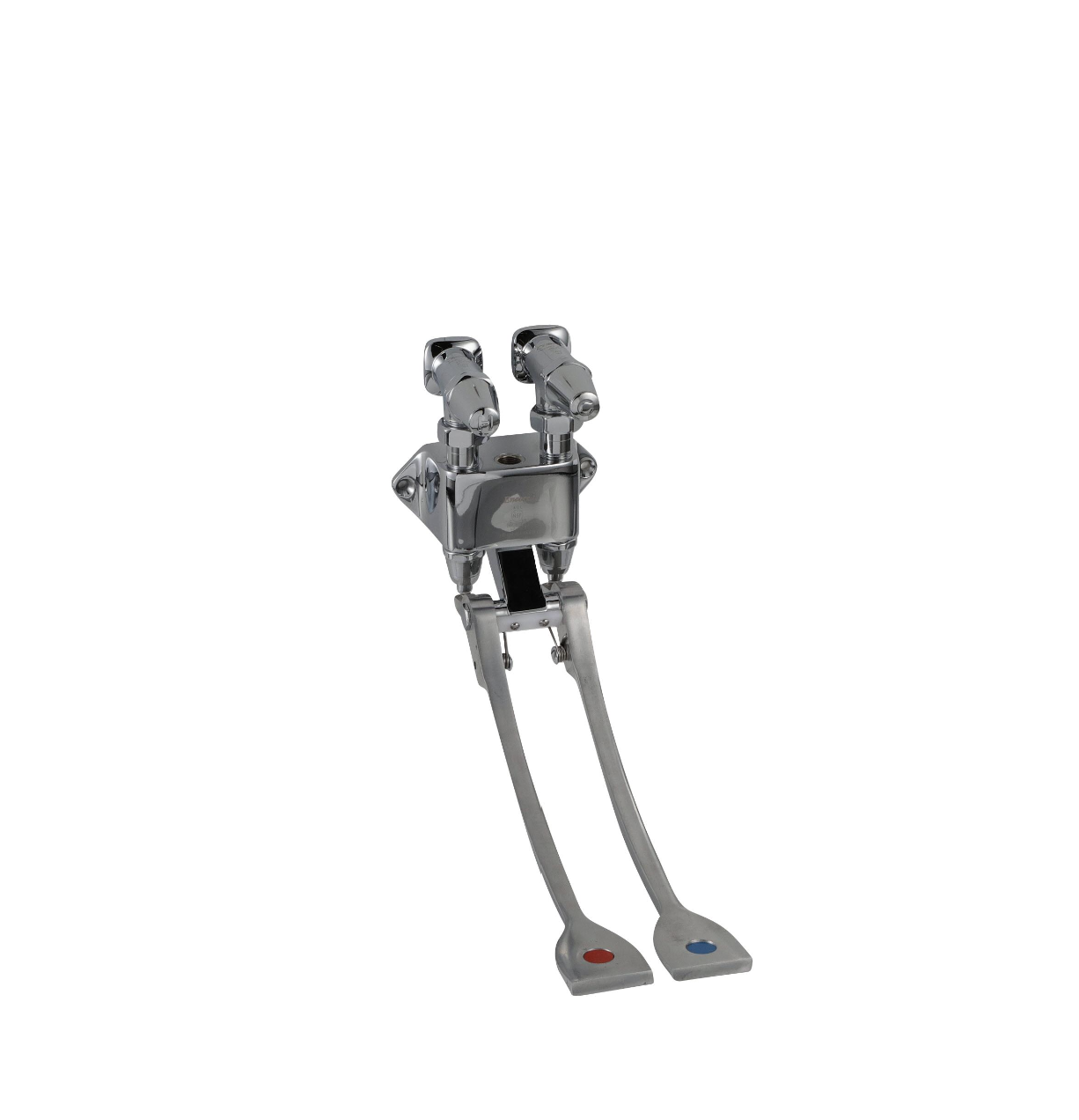 Pedal Valve Box with Dual Lever Operation, Self Closing Valves, Extended Pedals, Locking Stops and Wall Mount