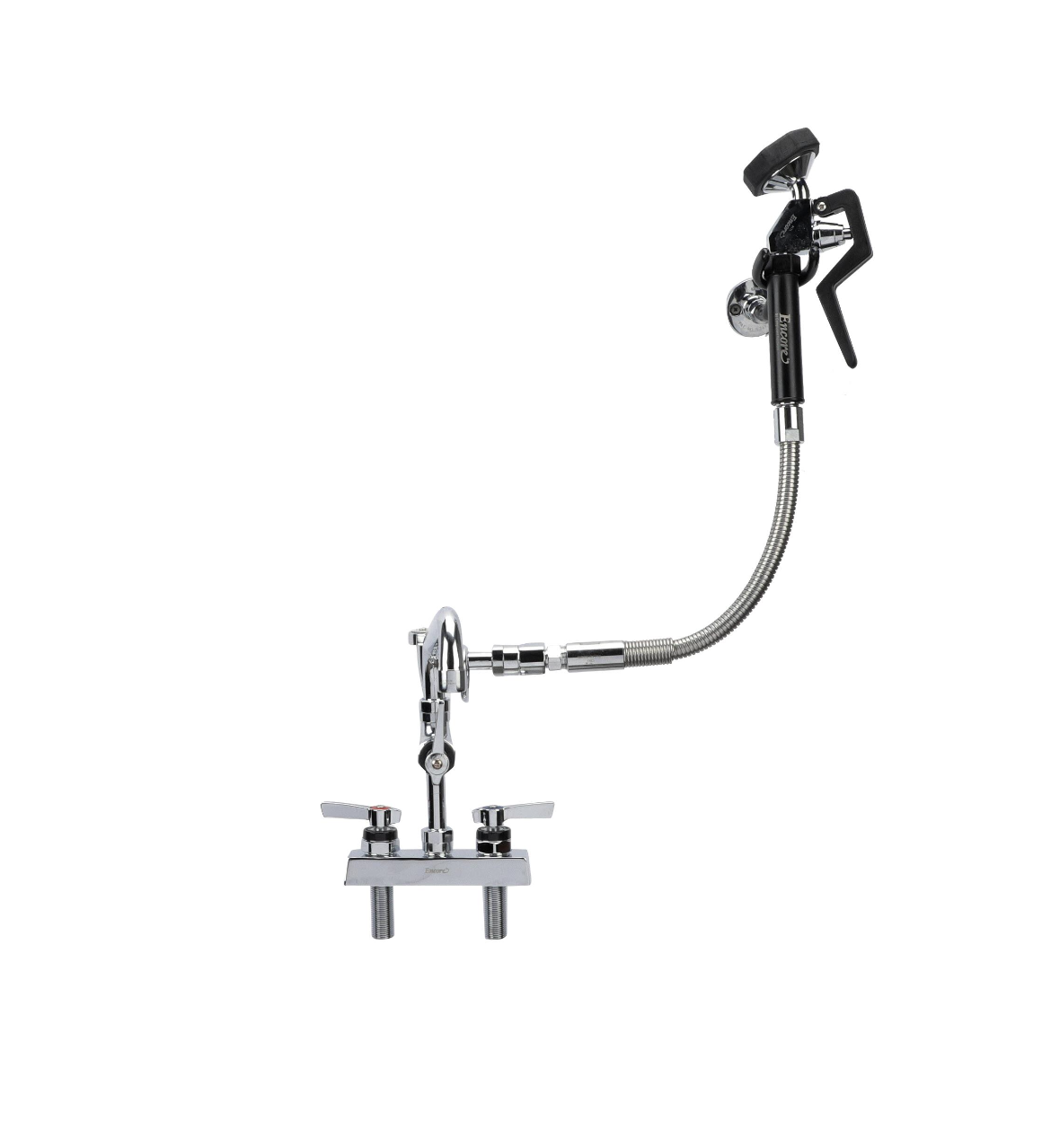 Utility Spray, deck mount, 4" (102mm) O.C., 10" (356mm) swivel stainless steel tubular swing spout