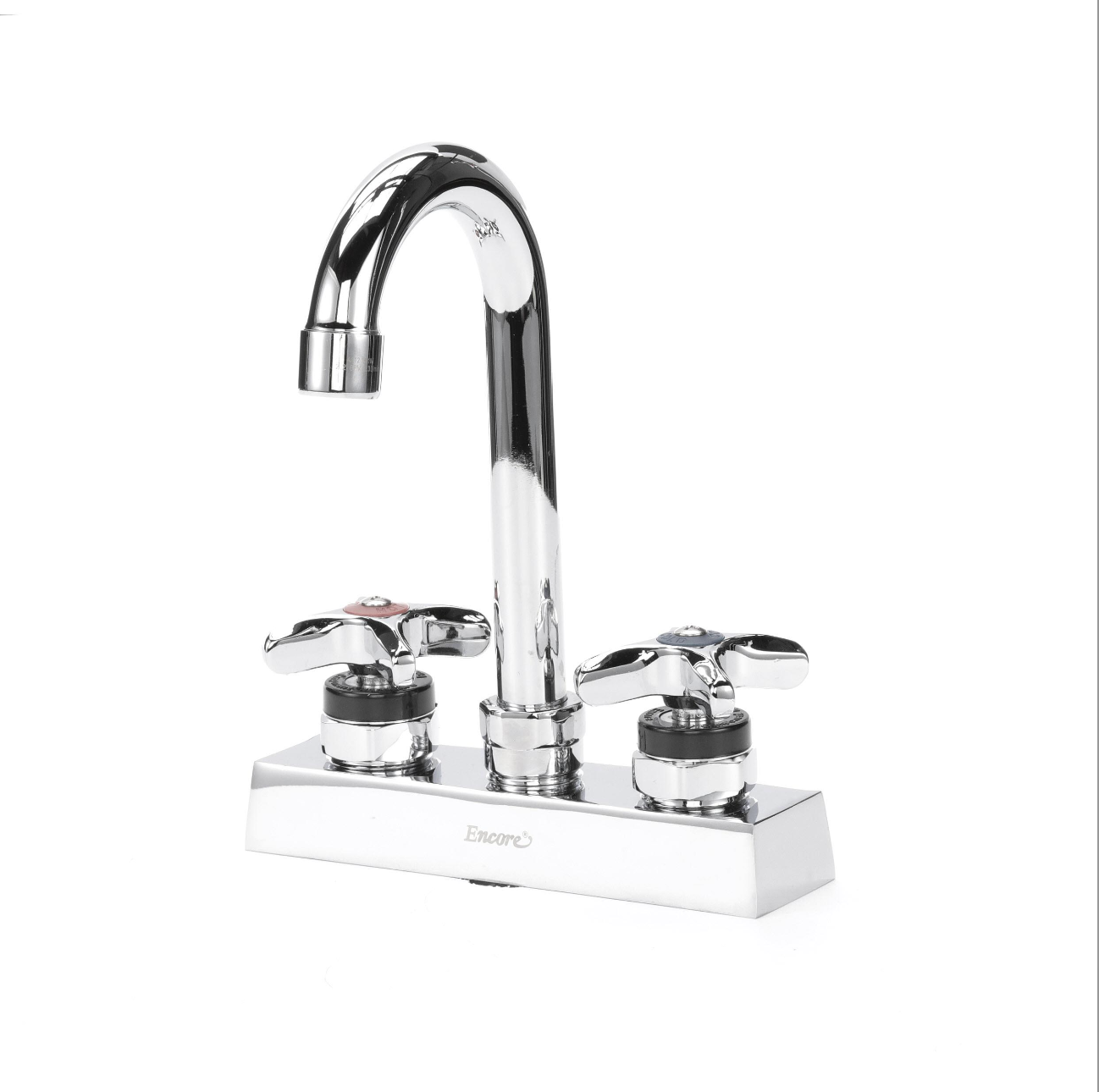 Encore 4" OC Deck Mount Faucet with 3-1/2" Swivel Gooseneck Spout and Cross Handles