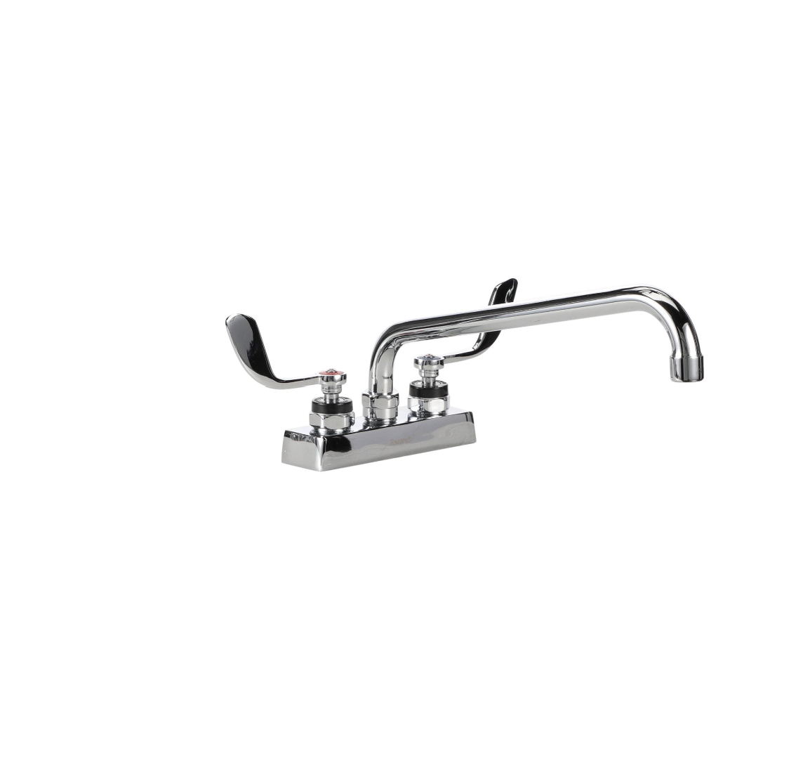 Encore 4" OC Deck Mount Faucet Ceramic Valves with 12" Swivel Spout with 4" Wrist Blade Handles