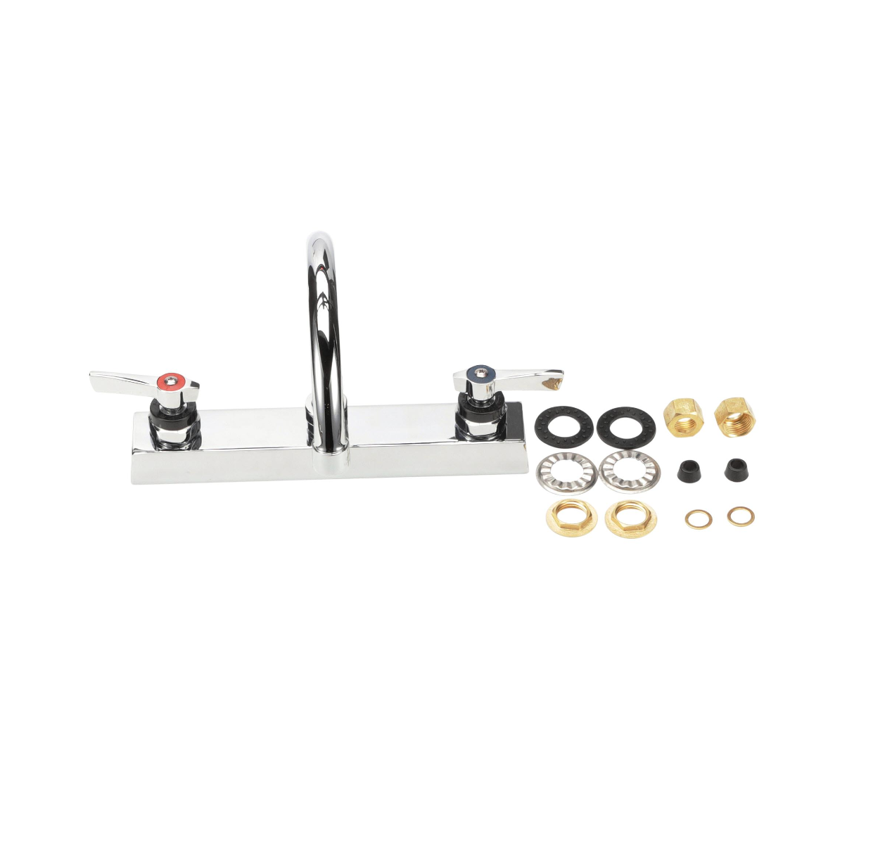 Encore 8" OC Deck Mount Faucet Ceramic Valves with 6" Swivel Gooseneck Spout
