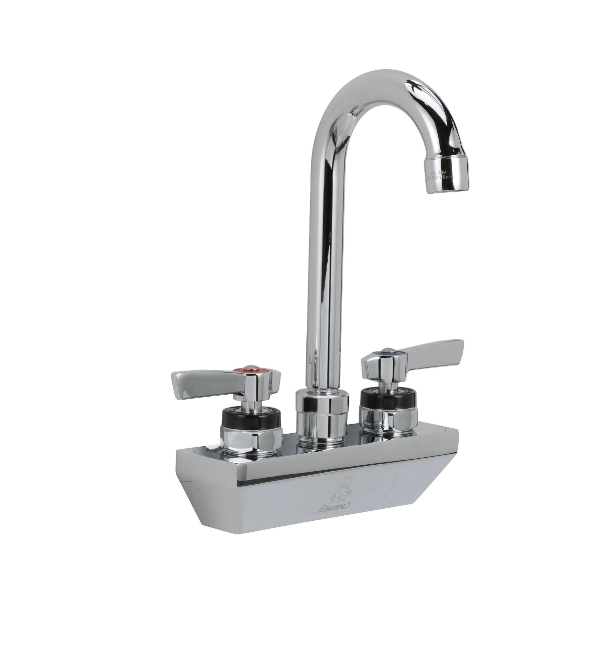 Encore 4" OC Wall Mount Faucet Ceramic Valves with 3-1/2" Rigid Gooseneck Spout