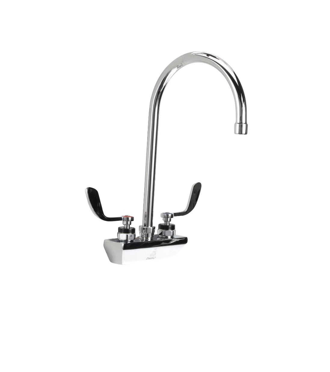 Encore 4" OC Wall Mount Faucet Ceramic Valves with 8-1/2" Swivel Gooseneck Spout and 4" Wrist Blade Handles