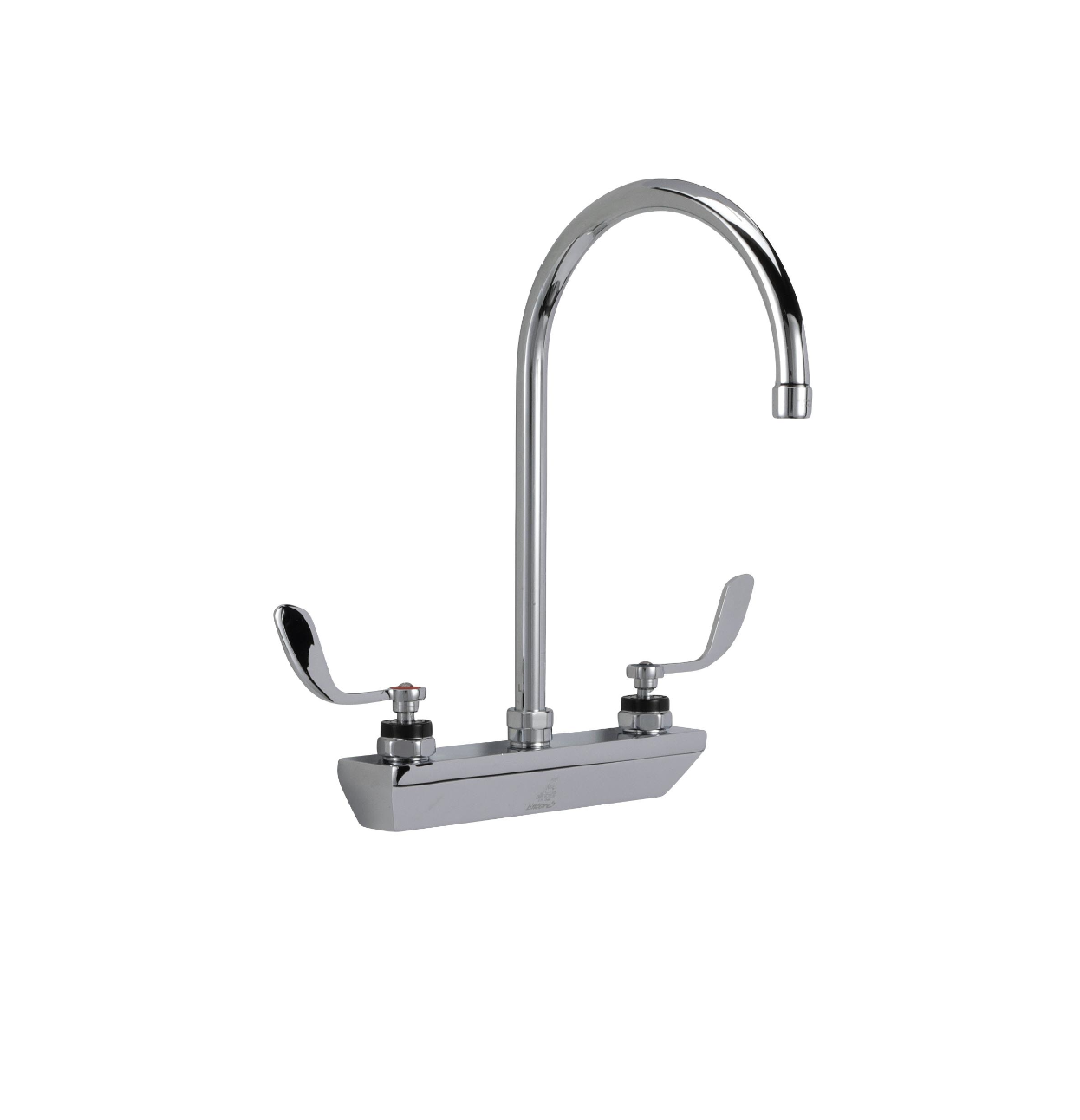Encore 8" OC Wall Mount Faucet Ceramic Valves with 8-1/2" Swivel Gooseneck Spout with 4" Wrist Blade Handles