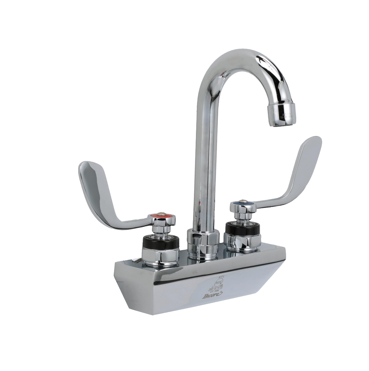 Encore® 4" OC Wall Mount Faucet with 3-1/2" Swivel Gooseneck Spout, 4" Wrist Blade Handles