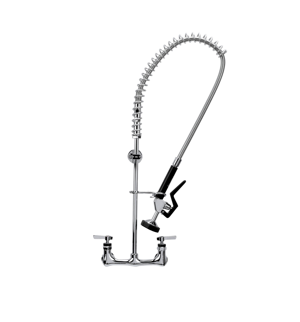 Encore® 8" OC. Brass Chrome Plated Wall Mount Pre Rinse Assembly with Wall Bracket and Stainless Steel Spring