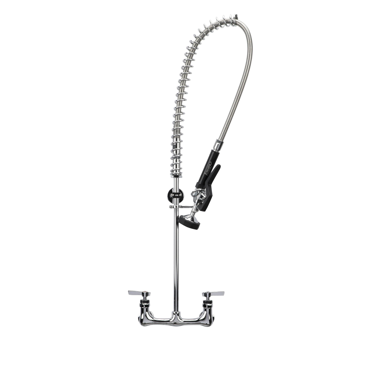 Encore® 8" OC. Brass Chrome Plated Wall Mount Pre Rinse Assembly with Ceramic Valves, Wall Bracket and Stainless Steel Spring