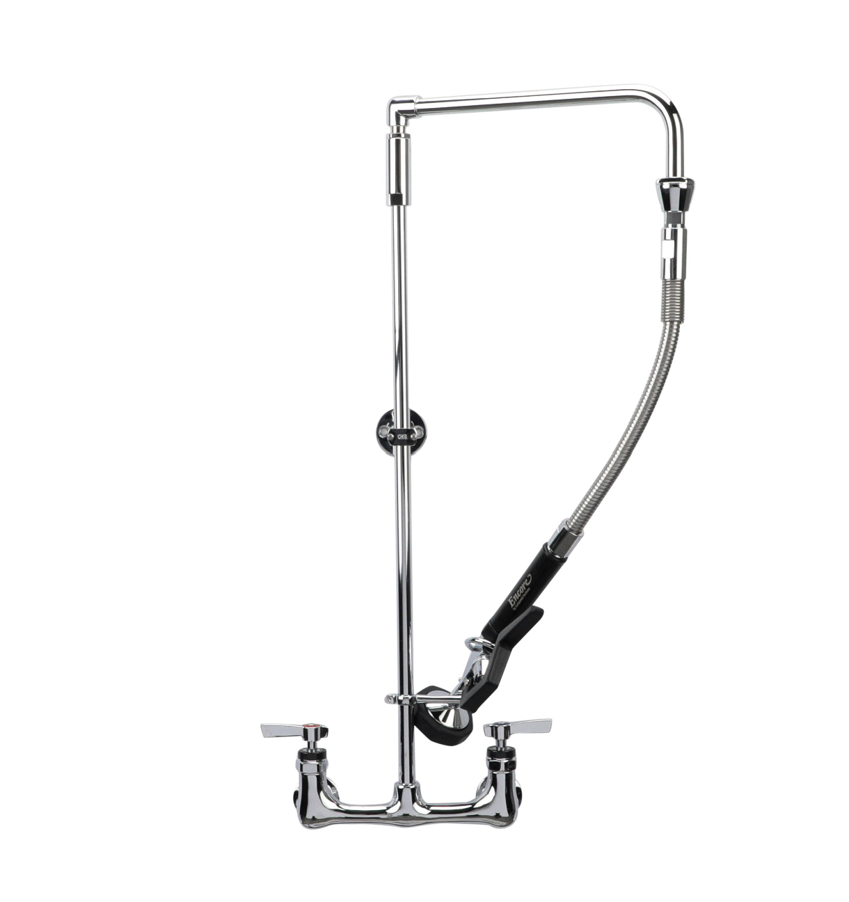 Encore® 8" OC Brass Chrome Plated Swivel Arm Pre-rinse Assembly with 12" Swivel Arm and 26" Riser