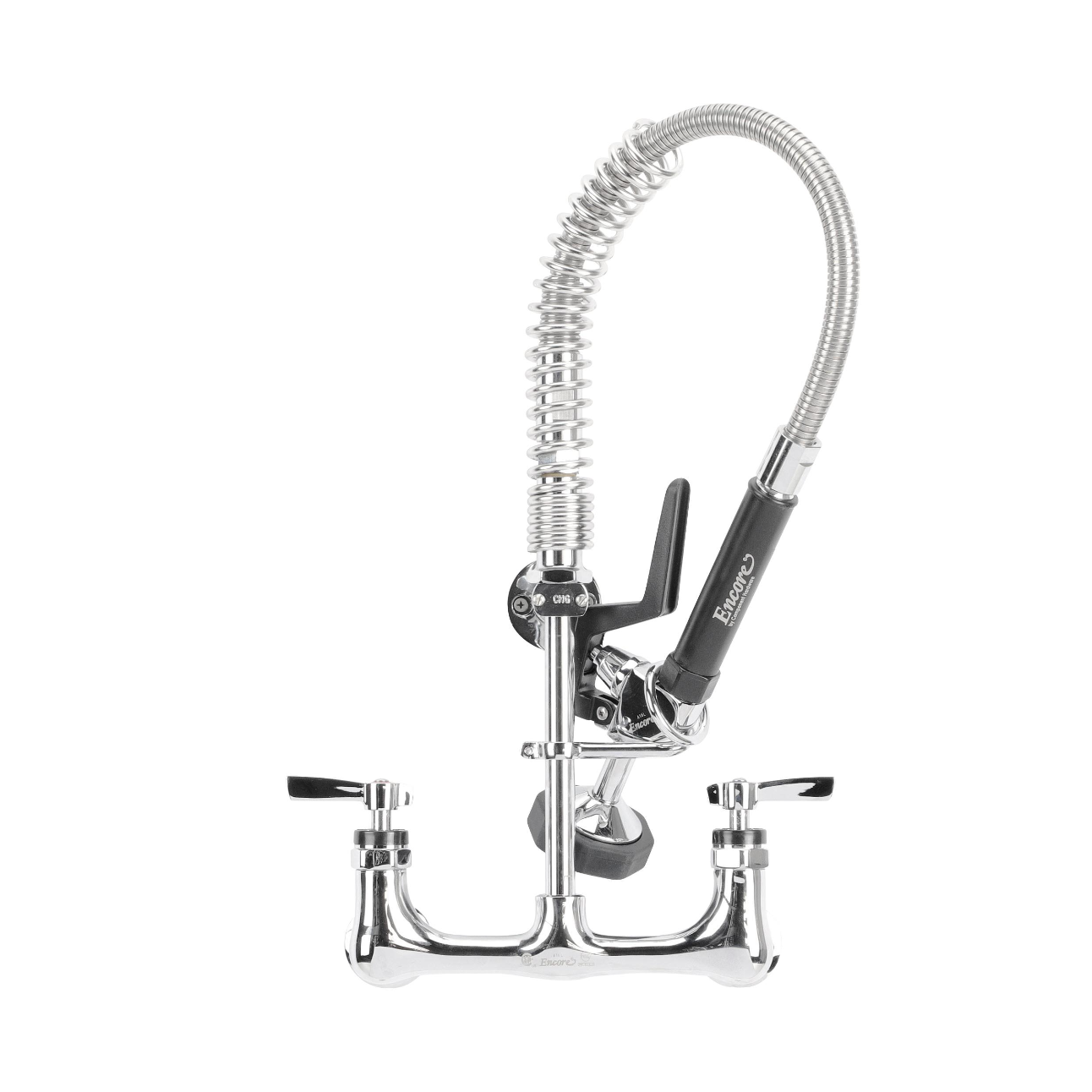 Encore® 8" OC Brass Chrome Plated Mini Pre-Rinse Assembly with Wall Bracket