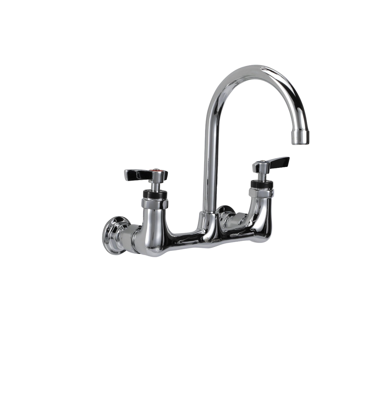 Encore® 8" OC. Brass Chrome Plated Wall Mount Faucet with 6-1/2" Rigid Gooseneck Spout