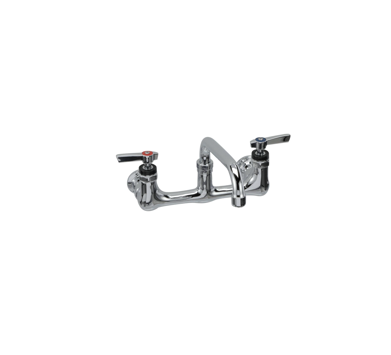 Encore® 8" OC. Brass Chrome Plated Wall Mount Faucet with 8" Swivel Spout Lever Handles