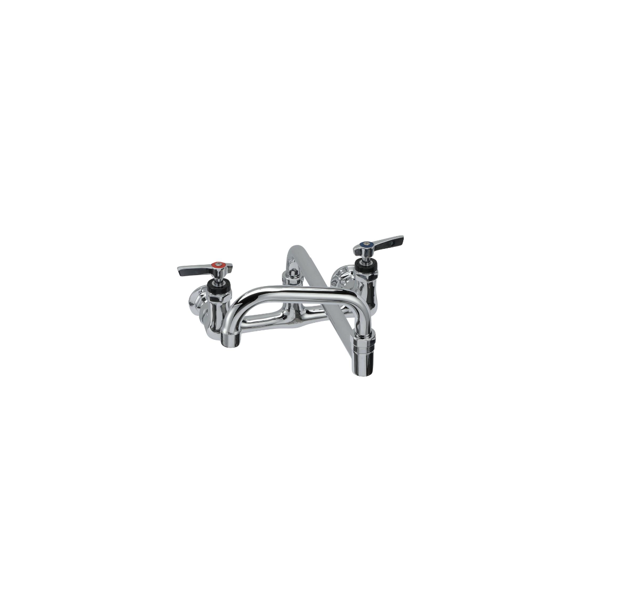Encore® 8" OC. Brass Chrome Plated Wall Mount Faucet with 18" Double Jointed Swivel Spout