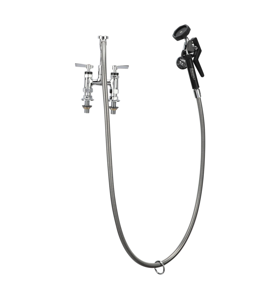 Encore® 4" OC. Brass Chrome Plated Elevated Deck Mount Utility Spray Assembly Angled Spray Head Vacuum Breaker and 72" Hose