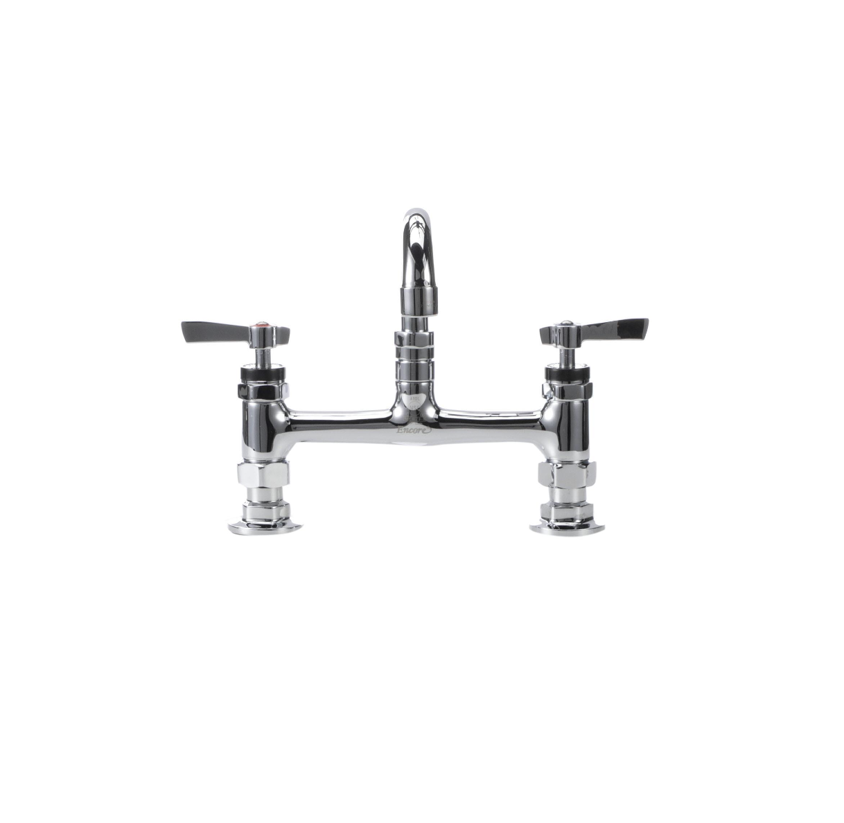 Encore® 8" OC Brass Chrome Plated Deck Mount Faucet Ceramic Valves with 14" Swivel Spout
