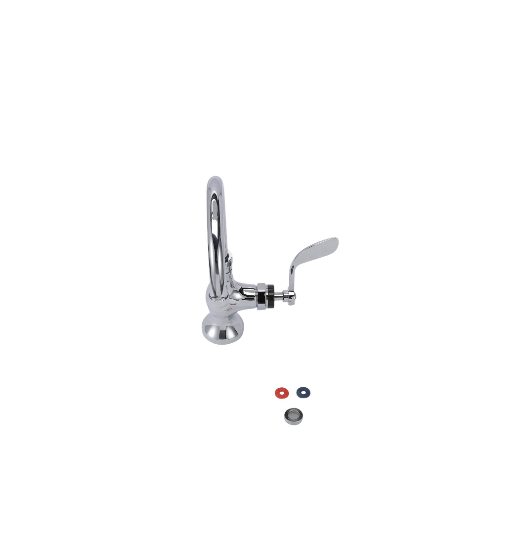 Encore® Brass Chrome Plated Single Pantry Deck Mount Faucet Ceramic Valve 6" Swivel Gooseneck Spout 4" Wrist Blade Handle