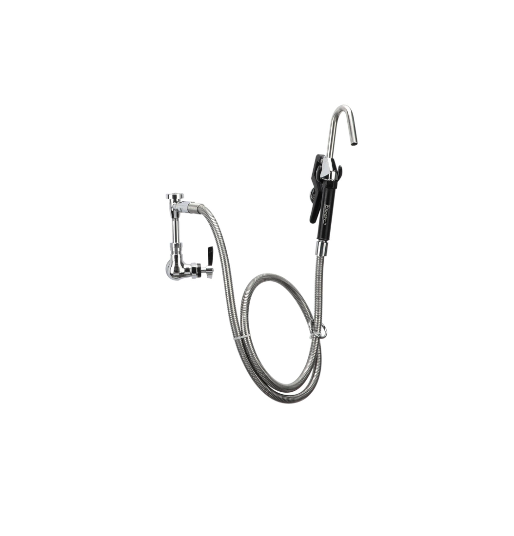 Encore® Brass Chrome Plated Single Wall Mount Pot Filler Assembly Ceramic Valves with 72" Hose and Vacuum Breaker