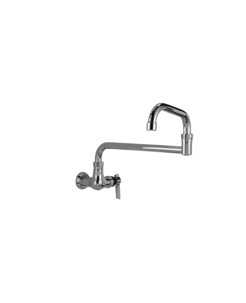 Encore® Brass Chrome Plated Single Wall Mount Faucet Ceramic Valves with Double Jointed 18" Swivel Spout and Pot Filler End