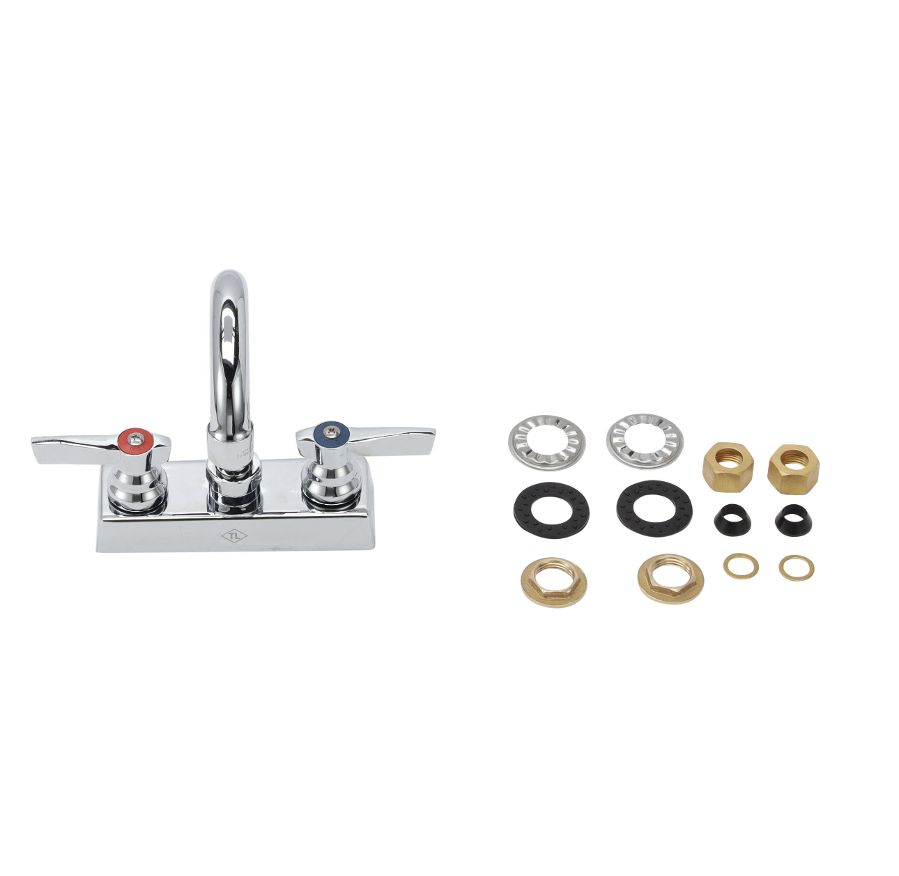 TOP-LINE® 4" OC Deck Mount Faucet Ceramic Valves with 3-1/2" Swivel Gooseneck Spout