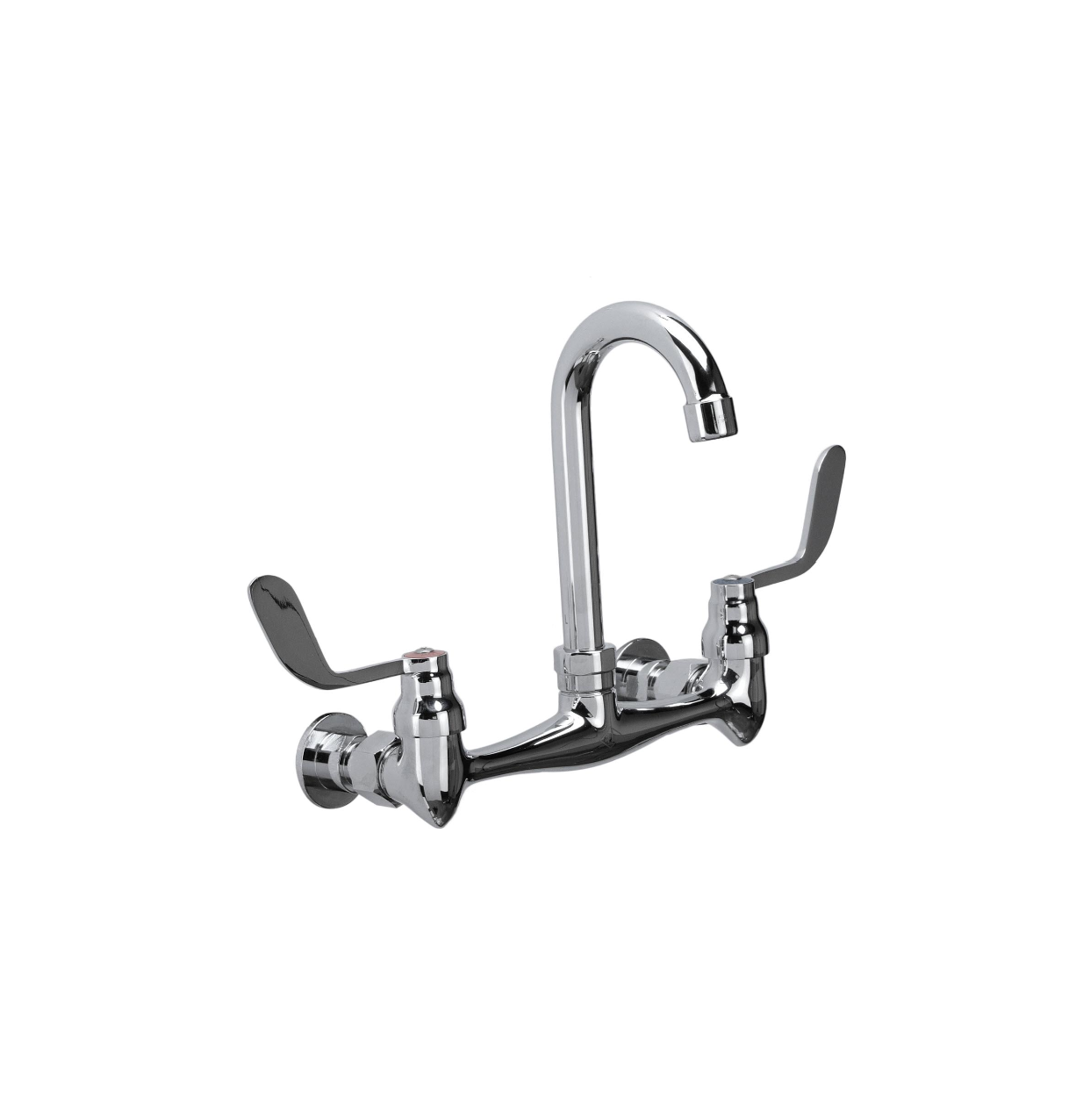 TOP-LINE® 8" OC Wall Mount Faucet 4" Wrist Blade Handles with 3-1/2" Gooseneck Spout