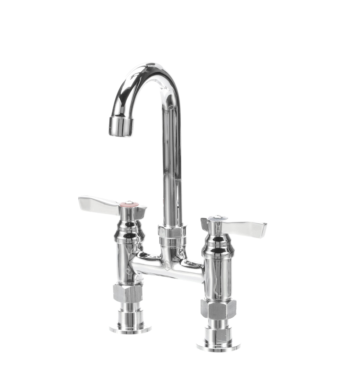 TOP-LINE® 4" OC Elevated Bridge Deck Mount Faucet Ceramic Valves with 3-1/2" Swivel Gooseneck Spout