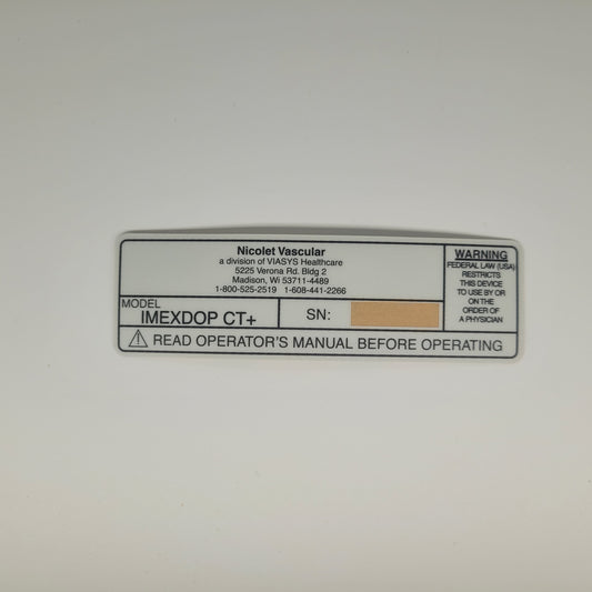 NP0529 Serial Number Label for ImexDop CT+ - DISCONTINUED