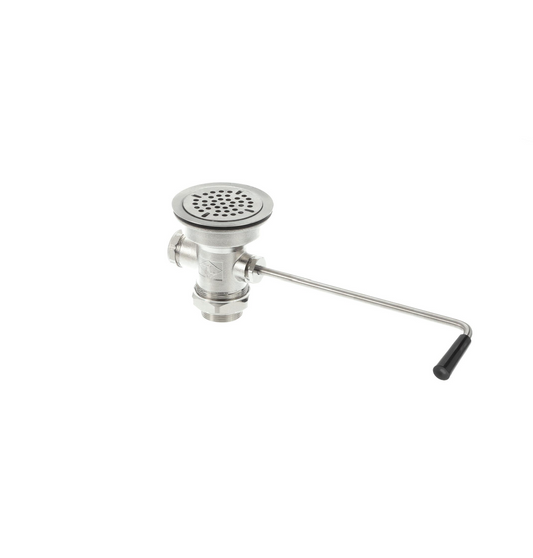 TOP-LINE® Twist Handle Drain, 3-1/2" Sink Opening, 2" Outlet with 1-1/2" Brass Male Reducer