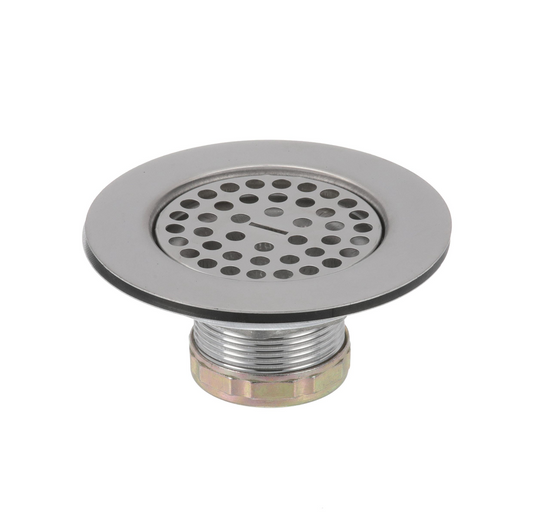Encore® Drain Strainer, Flat, 3-1/2 to 4" Sink Opening, Stainless Steel, Includes: Locknut, Washer & Coupling Nut, 1-1/2" NPT