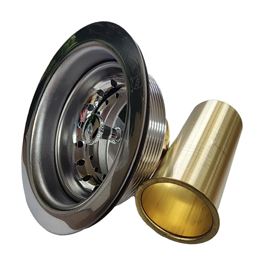 Encore® 3.5" Stainless Steel Basket Drain with 1.5" Outlet and Brass Tailpiece