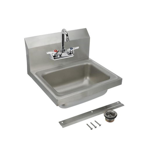 Stainless Steel Wall Mounted Hand Sink, 20 GA, 14" X 10" X 5" with TOP-LINE® TLL15-4000SE1 Faucet, CSA