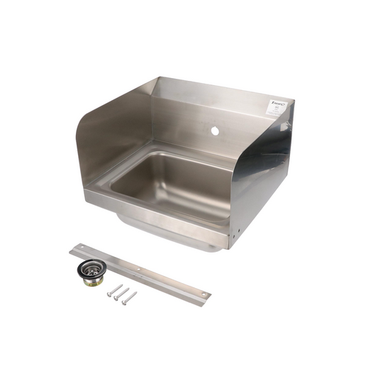 Encore® Wall Mount Type 304 Series Stainless Steel Hand Sink 14" x 10" x 5" Deep with Single Hole and Double Side Splash