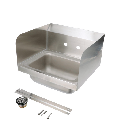 Encore® Wall Mount Type 304 Series Stainless Steel Hand Sink 14" x 10" x 5" Deep with Double Side Splash