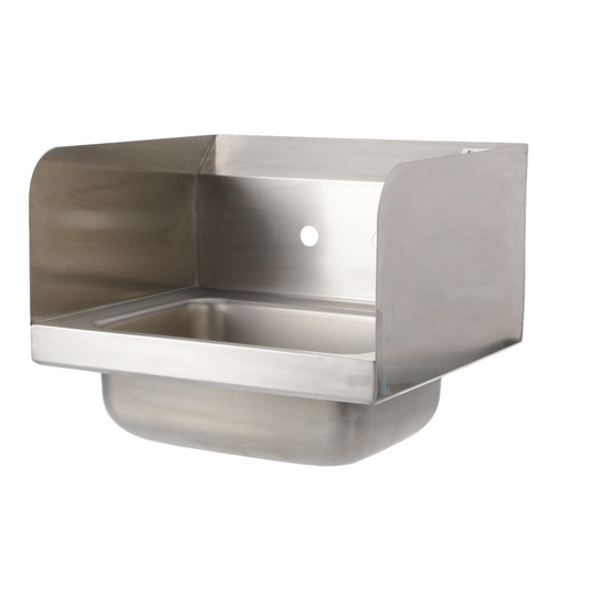 Encore® Wall Mount Type 304 Series Stainless Steel Hand Sink 14" x 10" x 5" Deep with Double Side Splash