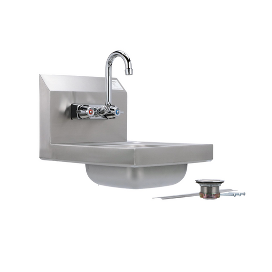 Encore Wall Mount Type 304 Series Stainless Steel Space Saver Hand Sink 9" x 9" x 5" Deep with Faucet
