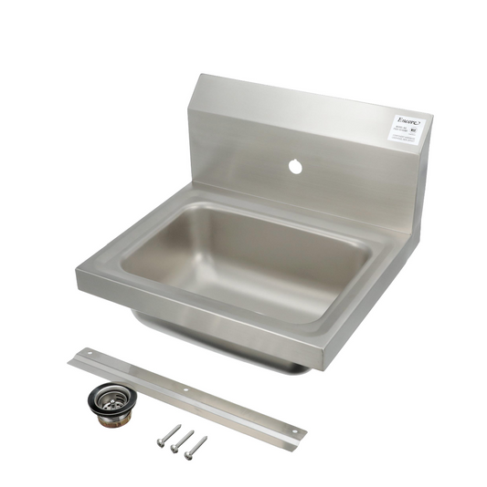 Encore® Wall Mount Type 304 Series Stainless Steel Hand Sink Single Mounting Hole 14" x 10" x 5" Deep Less Side Splash