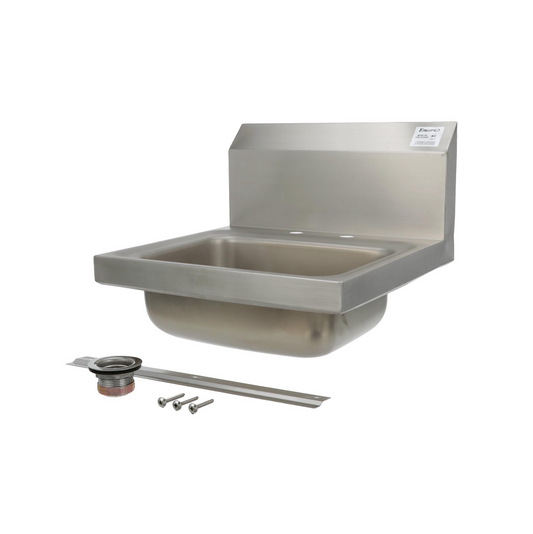 Encore® Wall Mount Type 304 Series Stainless Steel Hand Sink 4" OC Deck Mount Holes 14" x 10" x 5" Deep Less Side Splash