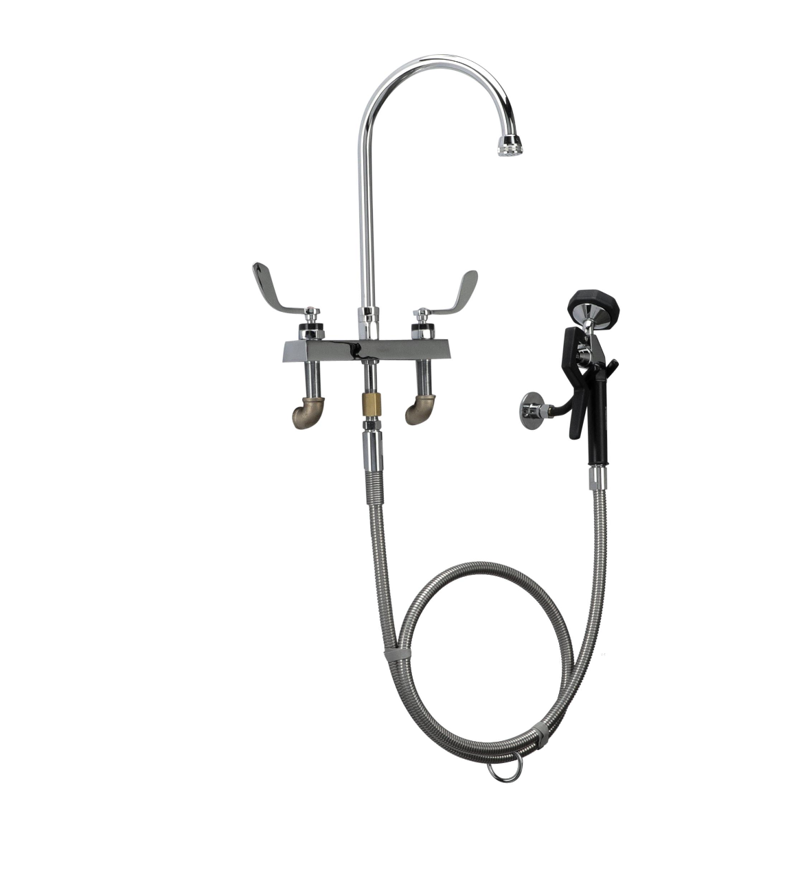 Encore 8" OC Deck Mount Veterinary Faucet 72" Hose with Heavy Duty Side Sprayer