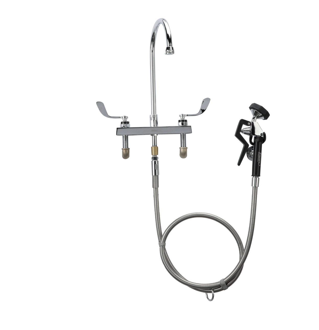 Encore 8" OC Deck Mount Veterinary Faucet 72" Hose with Heavy Duty Side Sprayer