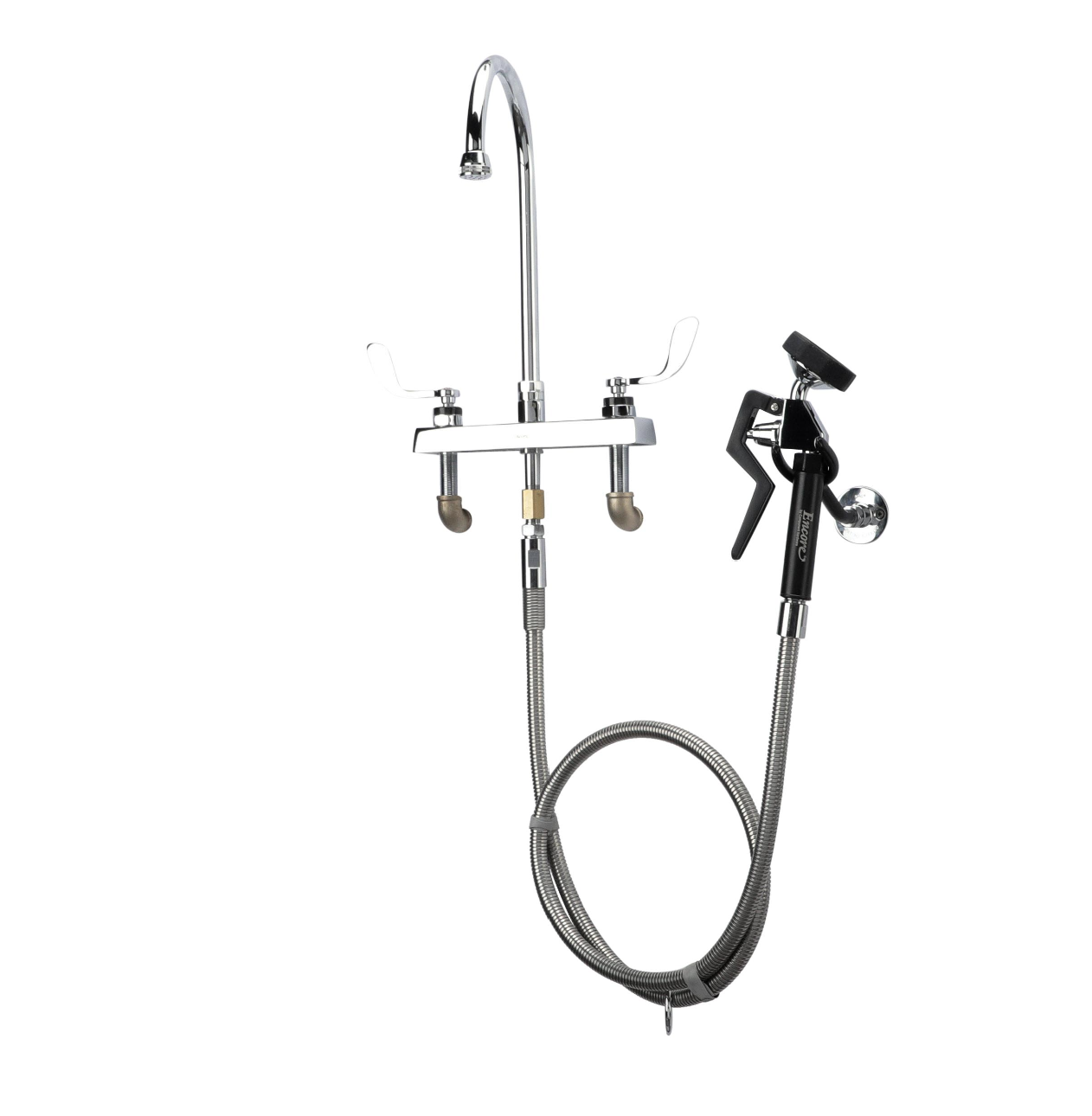 Encore 8" OC Deck Mount Veterinary Faucet 72" Hose with Heavy Duty Side Sprayer