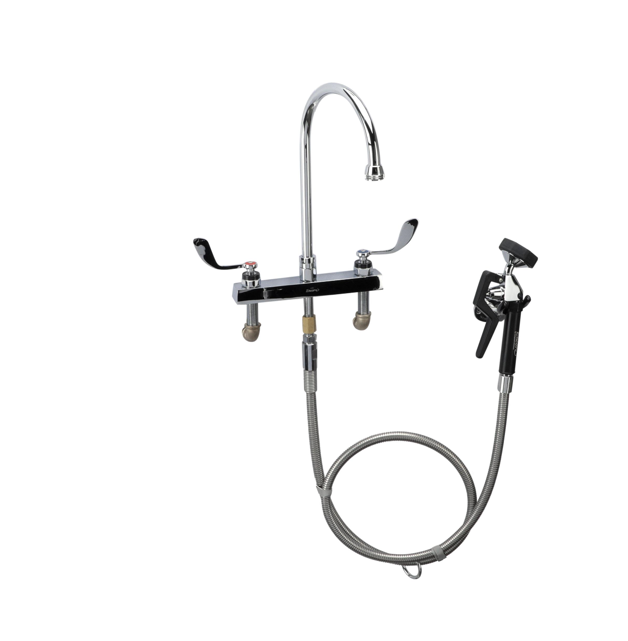 Encore 8" OC Deck Mount Veterinary Faucet 72" Hose with Heavy Duty Side Sprayer