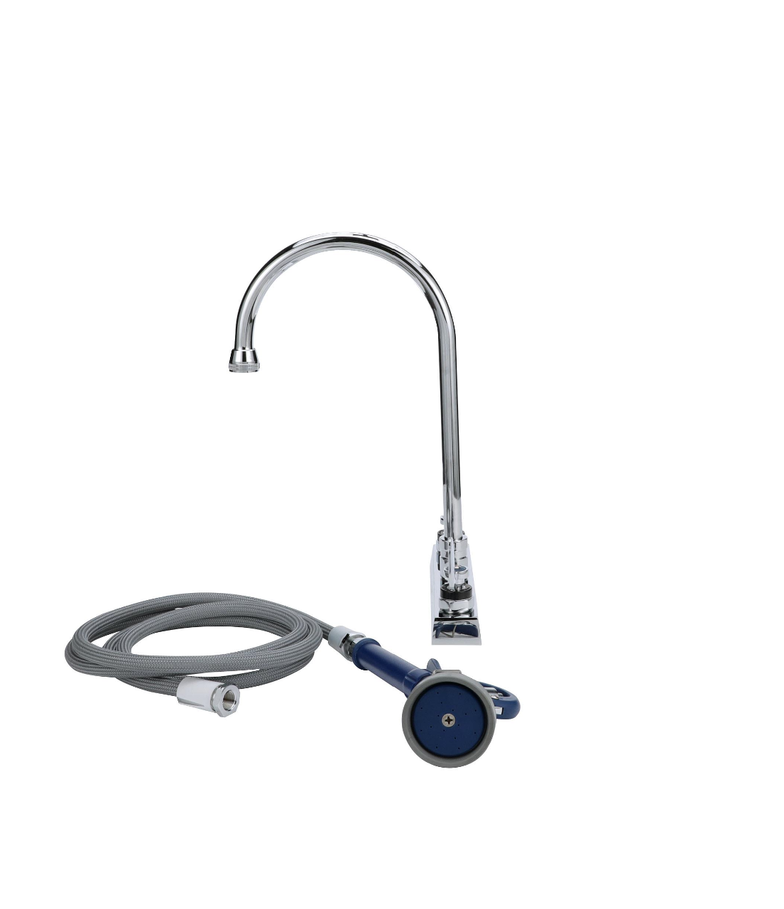 Encore® 8" OC Deck Mount Veterinary Faucet 72" Hose with Lightweight Aluminum Side Sprayer and 4" Wrist Blade Handles