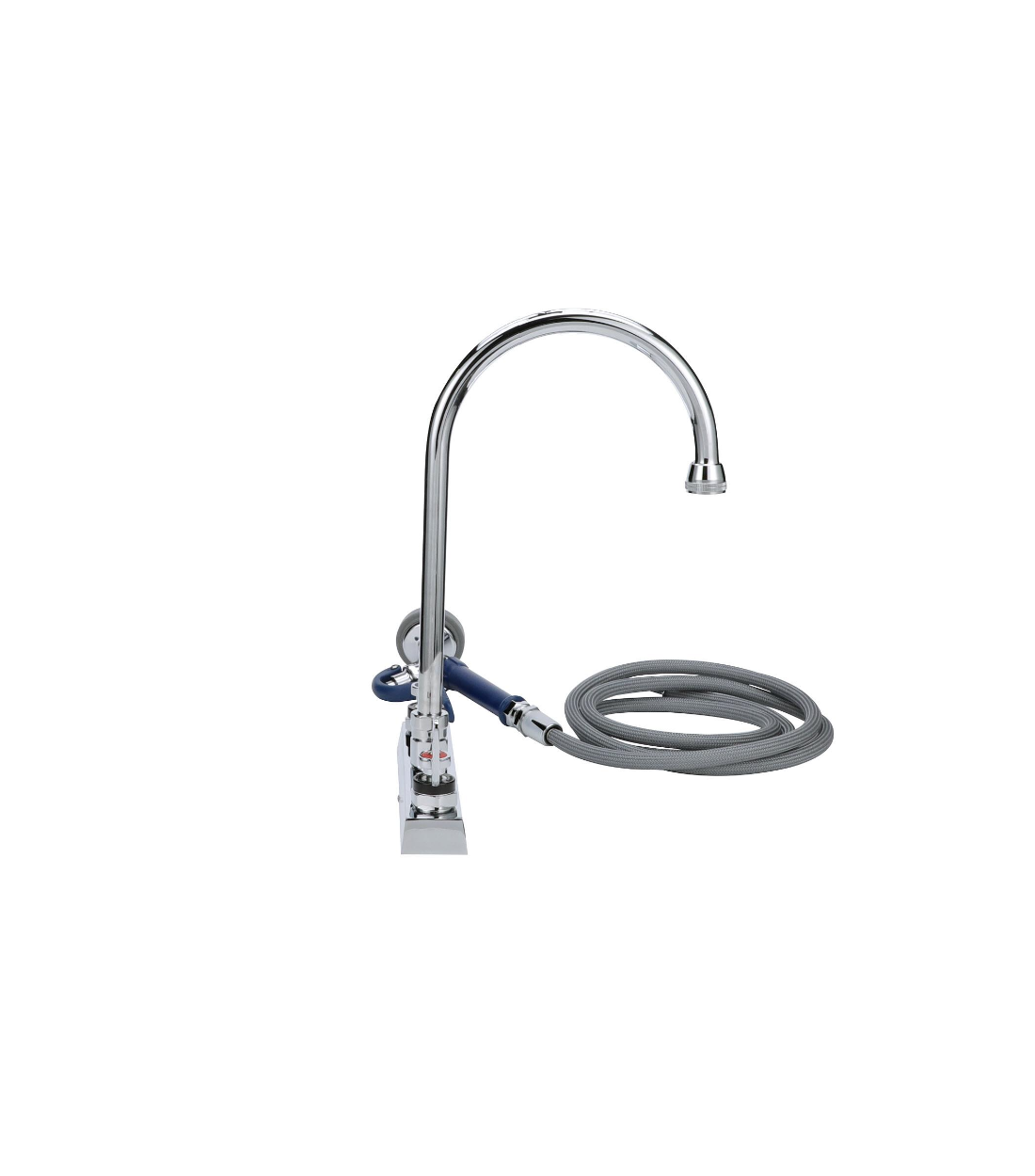 Encore® 8" OC Deck Mount Veterinary Faucet 72" Hose with Lightweight Aluminum Side Sprayer and 4" Wrist Blade Handles
