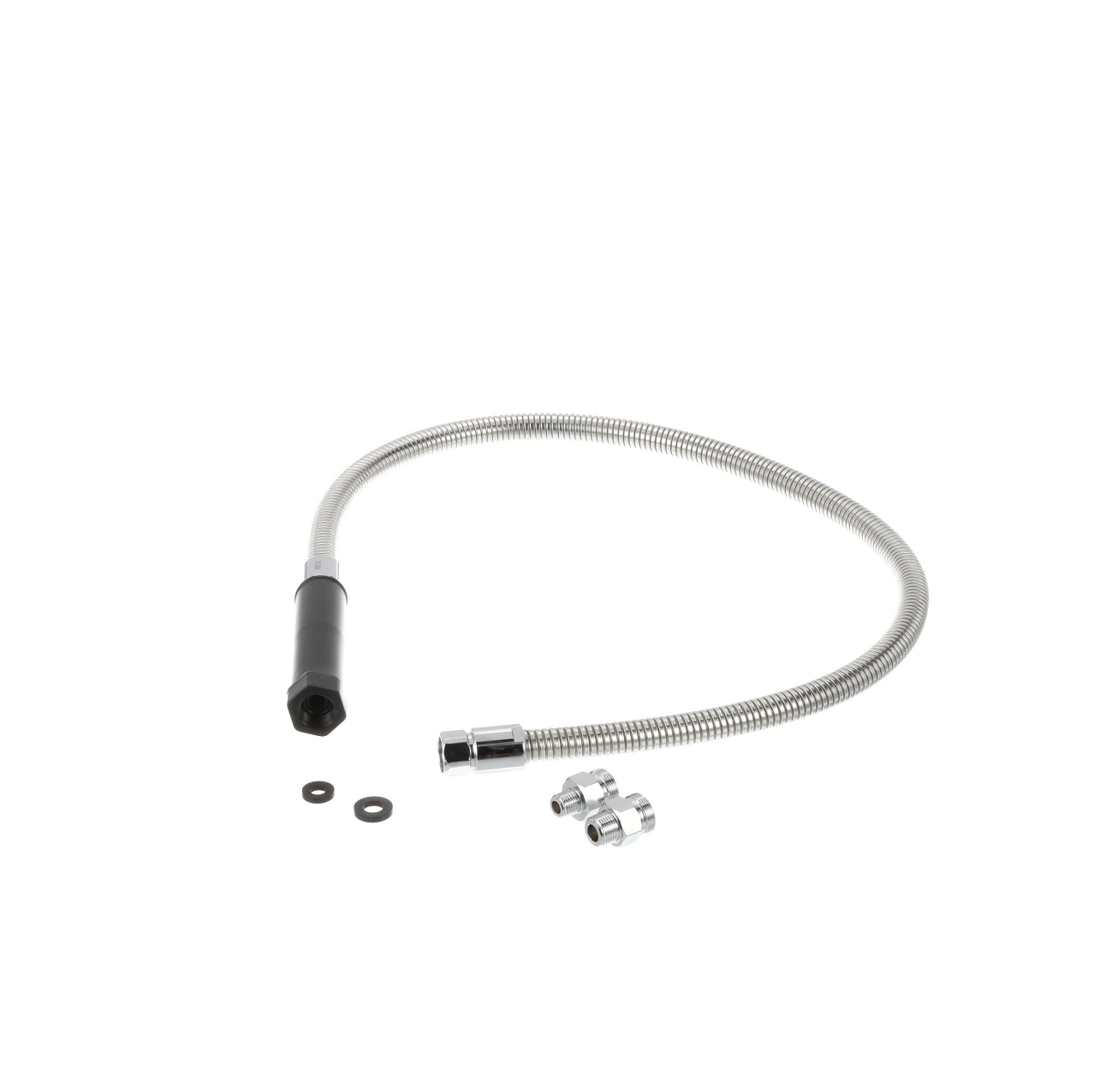 Encore® Commercial Duty 44" Stainless Steel Pre-Rinse Hose with Grip & Universal Adapter