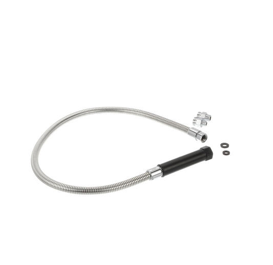 Encore® Commercial Duty 60" Stainless Steel Pre-Rinse Hose with Grip & Universal Adapter