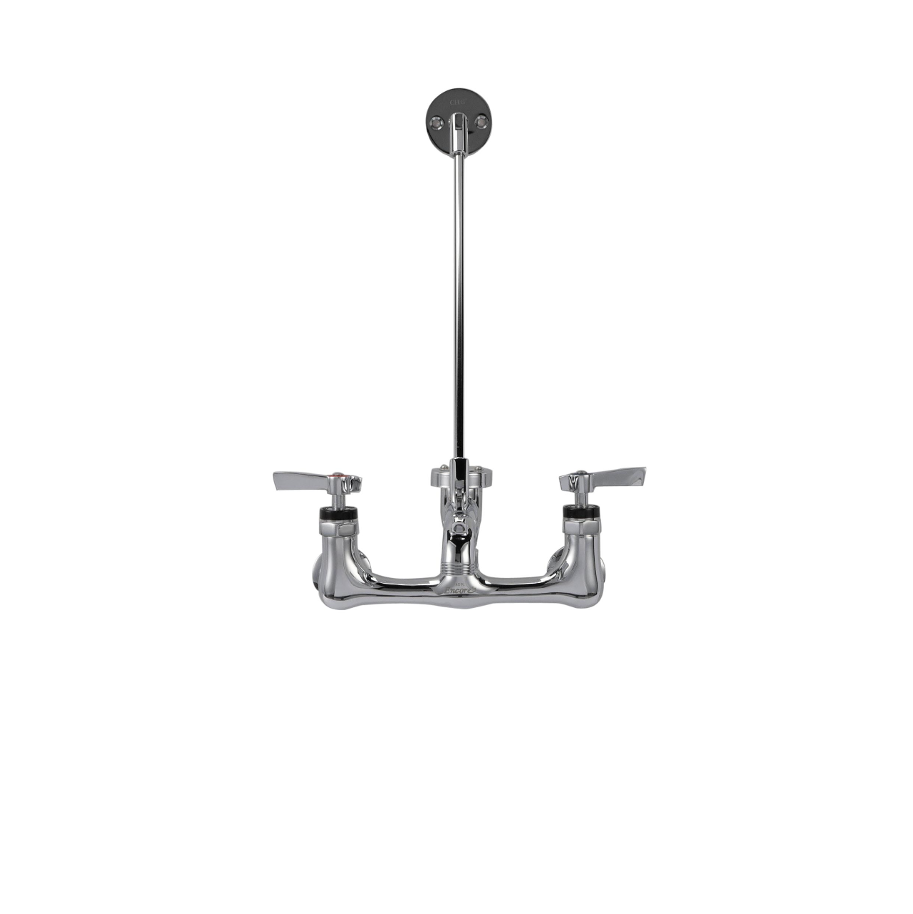 Encore® 8" OC Wall Mount Service Sink Faucet Ceramic Valves with 6" Threaded Cast Spout Vacuum Breaker and Lever Handles