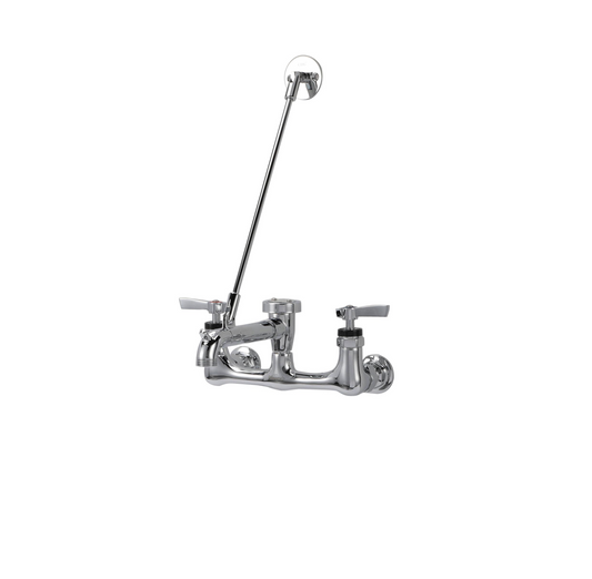 Encore® 8" OC Wall Mount Service Sink Faucet Ceramic Valves with 6" Threaded Cast Spout Vacuum Breaker and Lever Handles