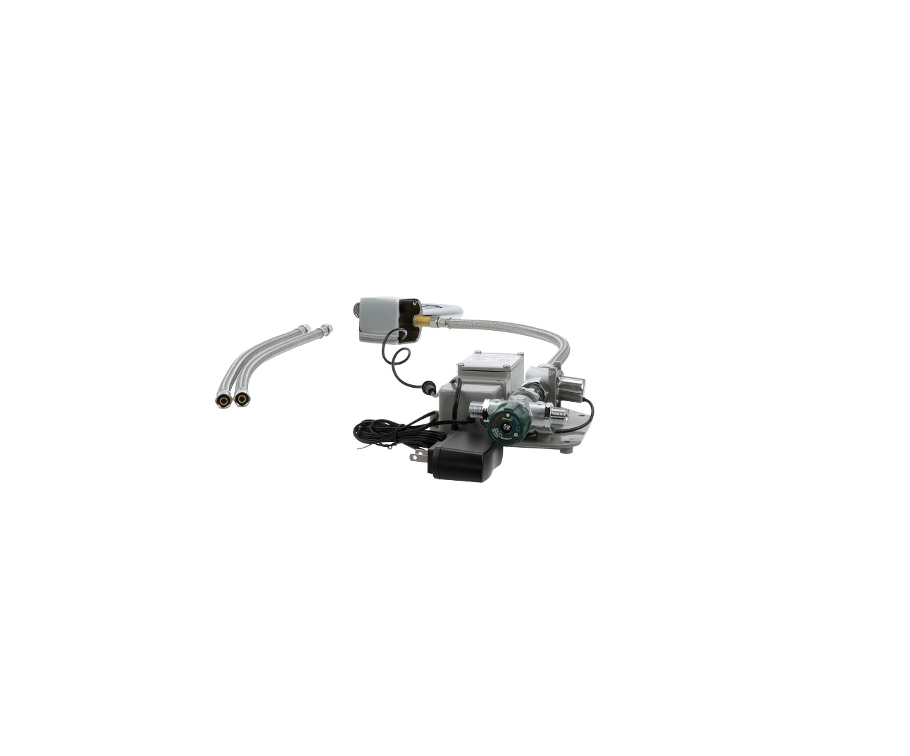 Intelli-Flo EZ Electronic Wall Mount Faucet 3-1/2" Rigid Gooseneck Spout AC Powered with Thermostatic Mixing Valve and 1.5 gpm Laminar Flow Vandal Resistant