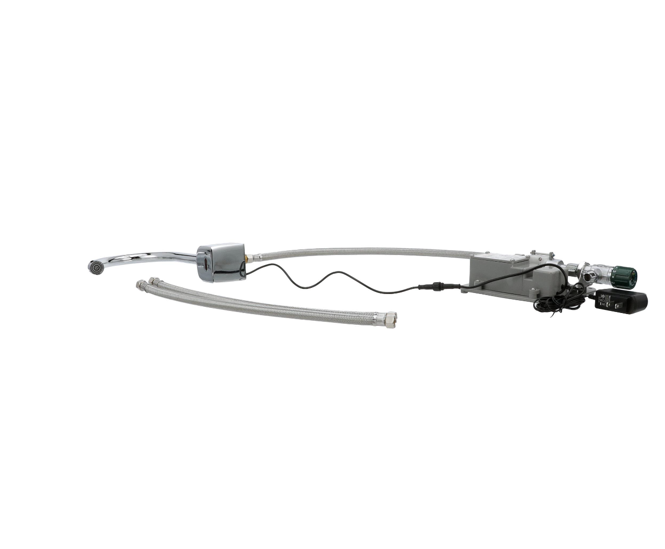 Intelli-Flo EZ Electronic Wall Mount Faucet 3-1/2" Rigid Gooseneck Spout AC Powered with Thermostatic Mixing Valve and 1.5 gpm Laminar Flow Vandal Resistant