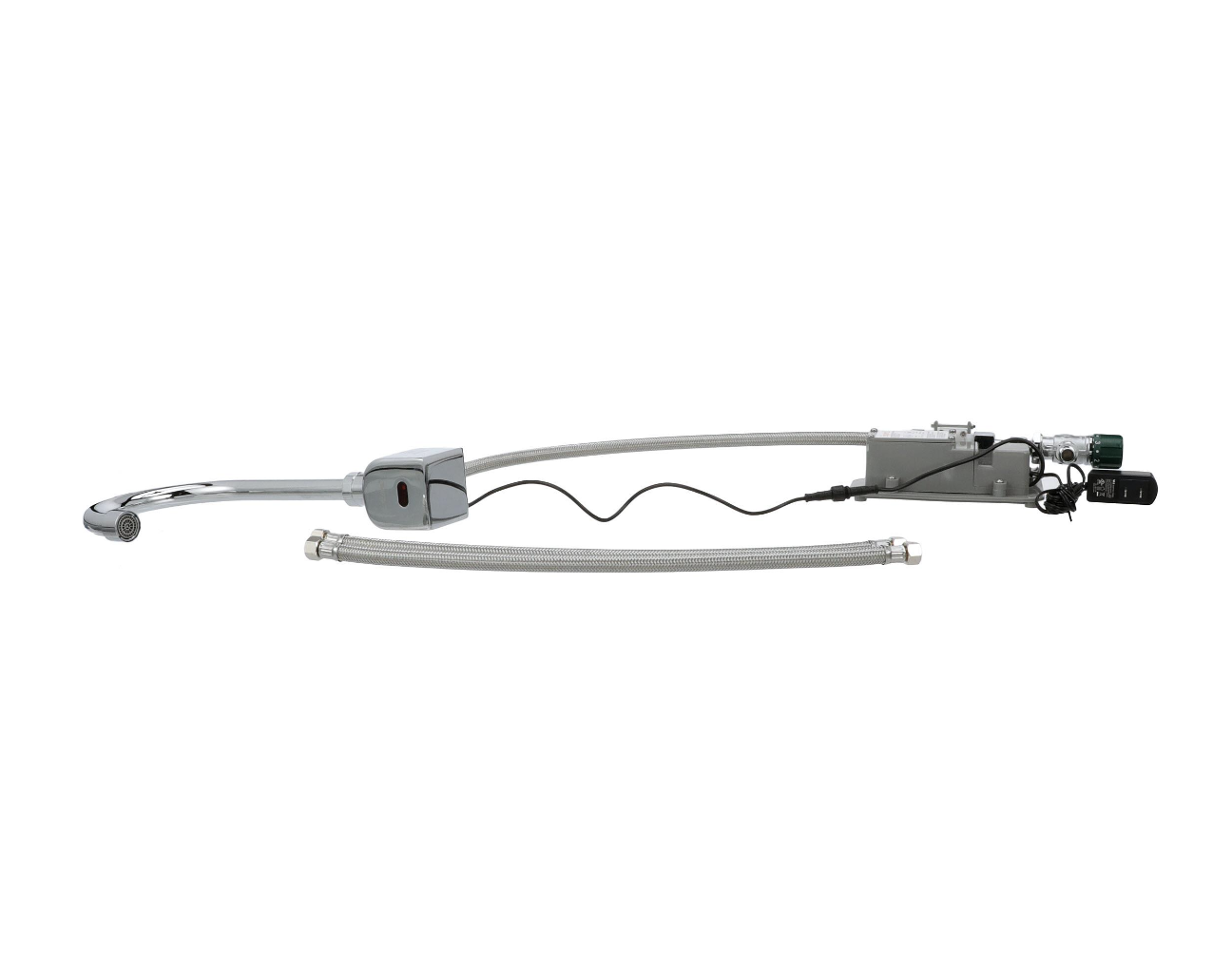 Intelli-Flo EZ Electronic Wall Mount Faucet 6-1/2" Rigid Gooseneck Spout AC Powered with Thermostatic Mixing Valve and 1.5 gpm Laminar Flow Vandal Resistant