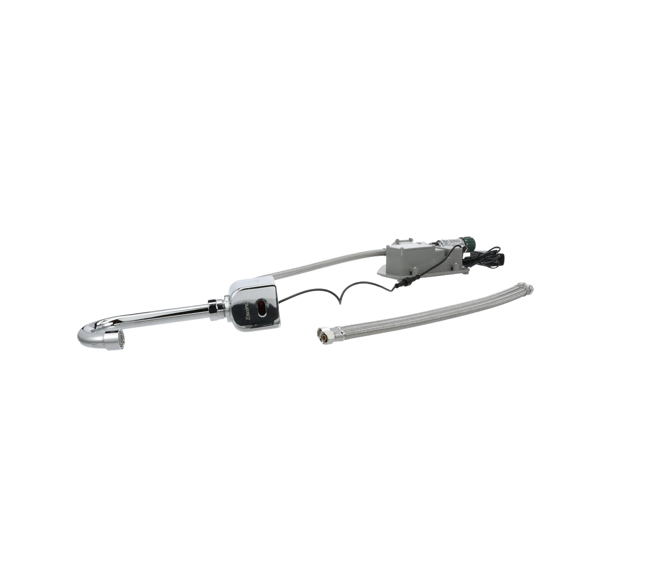 Intelli-Flo EZ Electronic Wall Mount Faucet 3-1/2" Gooseneck Spout AC Powered with Thermostatic Mixing Valve and 1.5 gpm Laminar Flow Vandal Resistant
